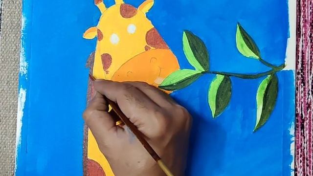 How To Paint A Giraffe In Acrylic | Giraffe Canvas Painting Easy