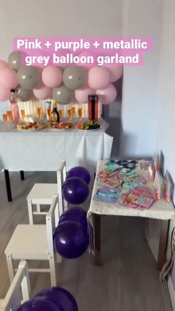 Purple + metallic grey + pink balloon garland #shorts #balloon #balloongarland
