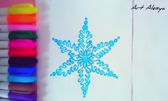 Как легко нарисовать красивую снежинку!