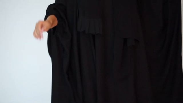 Decent Dubai Abayas Online - Poncho Frill Black Abaya | Black Abaya Collection - Abaya.pk