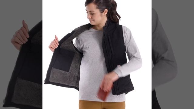 Carhartt 104224 - Women's Washed Duck Mock Neck Vest - Sherpa Lined
