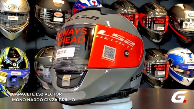 Capacete LS2 Vector Mono Nardo Cinza Brilho em 360º HD | Grid Motors