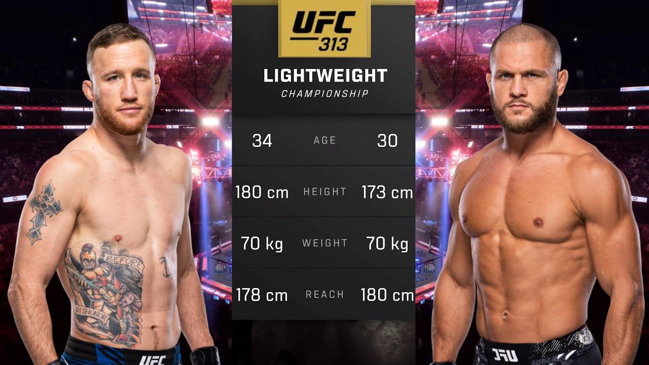 Джастин Гейджи против Рафаэля Физиева Полный бой - UFC 313