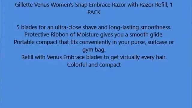 Gillette Venus Women's Snap Embrace Razor with Razor Refill, 1 PACK