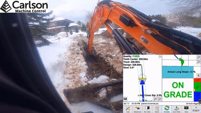 Carlson Machine control digging a trench