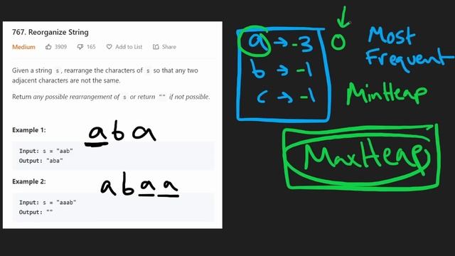 Reorganize String - Tesla Interview Question - Leetcode 767 - Python