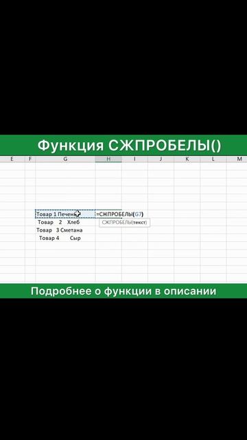 Функция СЖПРОБЕЛЫ() в Excel. Описание, синтаксис и применение.