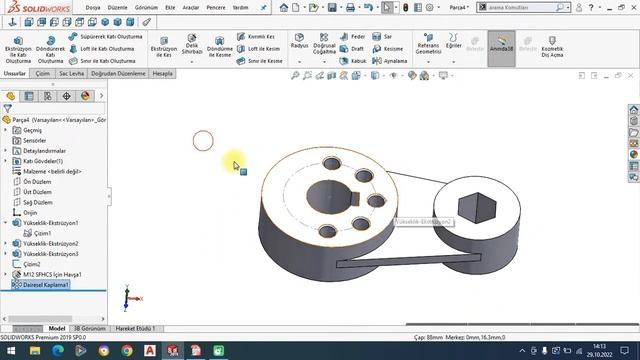 SOLİDWORKS ÖRNEK ÇİZİMLER Exercise-109 #solidworks