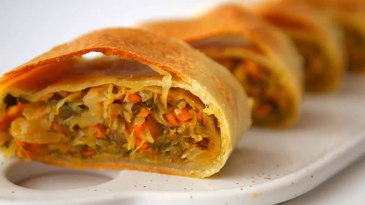 Штрудель с тушёной капустой из безумного теста  Pasta matta