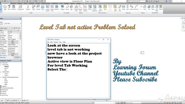 Levels tab in Revit Not working Problem Solved