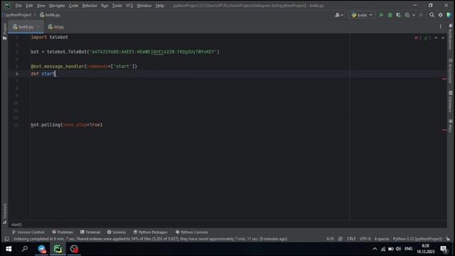 Пишем бота на питоне для TELEGRAM | ВидеоУрок№1. Команда *START*