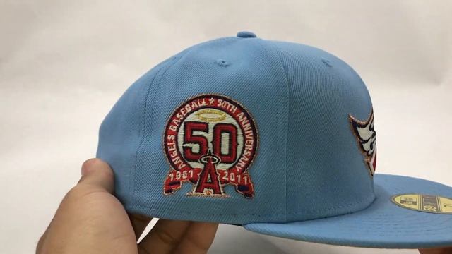 Anaheim Angels 50th Anniversary New Era 59Fifty Fitted Hat Light blue Tan Under Brim