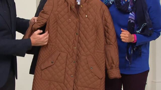 Joan Rivers Quilted Coat with Hood with Rachel Boesing