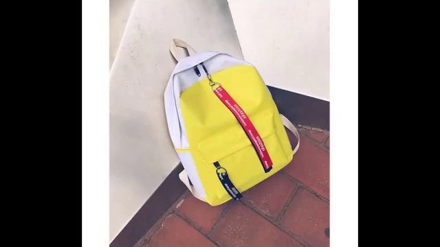 รีวิวกระเป๋า กระเป๋าเป้ กระเป๋าสะพายหลัง Backpack No.18075 Red/Yellow ส่งฟรี เก็บเงินปลายทางได้