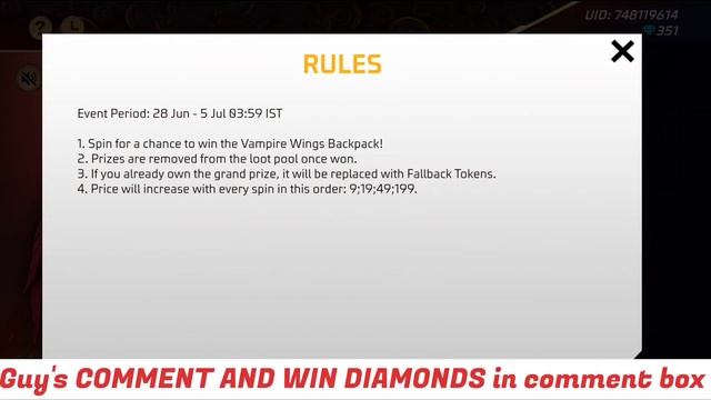 free fire new event giveaway || new wings backpack