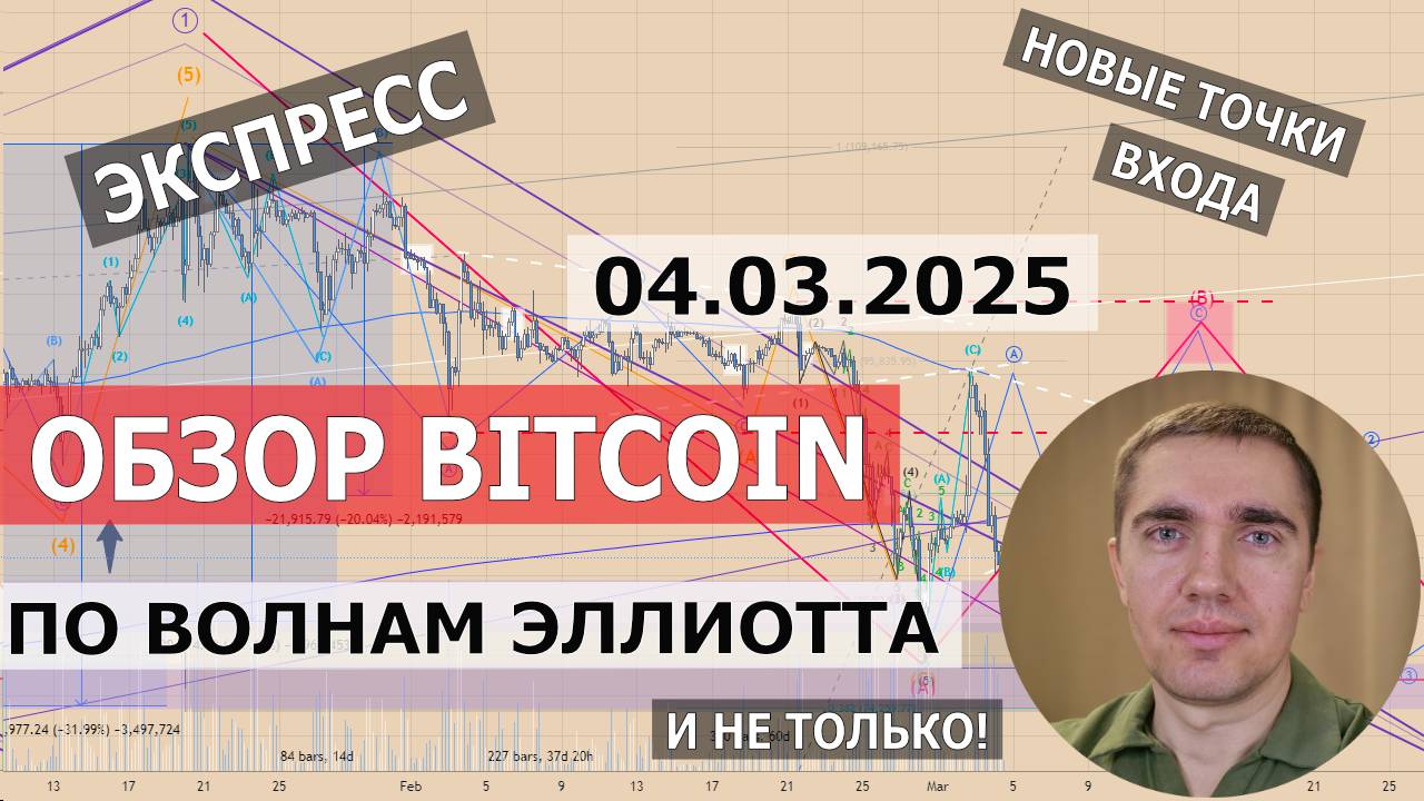 04.03.2025. Экспресс обзор Bitcoin по волнам Эллиотта. Точки входа