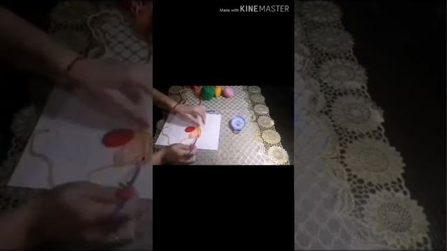 Картина из вязальных ниток "Цветок"