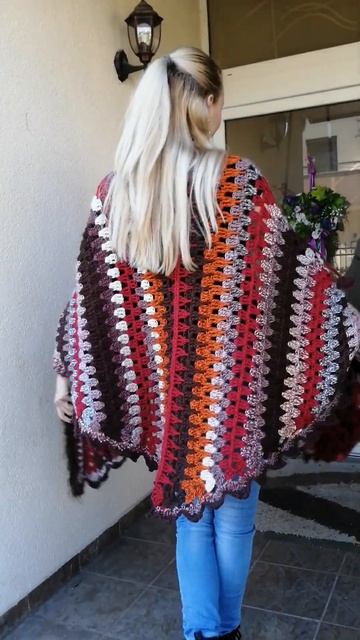 Poncho-jacket for women/Crochet bohemian Poncho/Embroidered cardigan -poncho/Plus size jacket