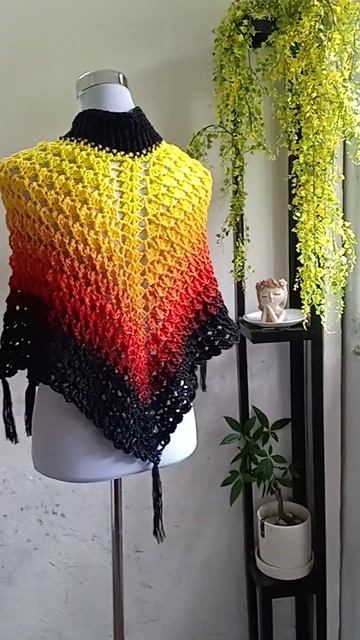 Multi-colored Crochet Poncho