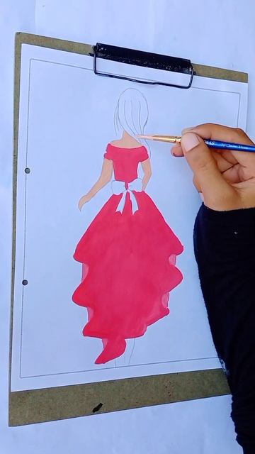 Beautiful dress with model  Fashion Drawing  || easy girl drawing Satisfying Creative Art#shorts