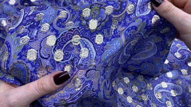Шифон  сиренево-голубого цвета с принтом огурцы 24258