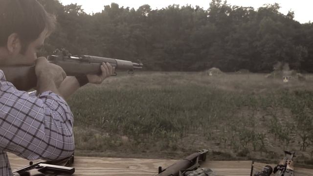 Having a go shooting the M1 Garand