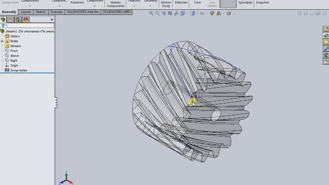 Construction of gear in the SOLIDWORKS