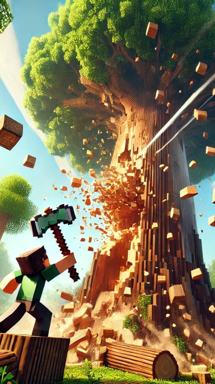 Minecraft Shorts – Рубим гигантское дерево за секунды! 🌲🪓