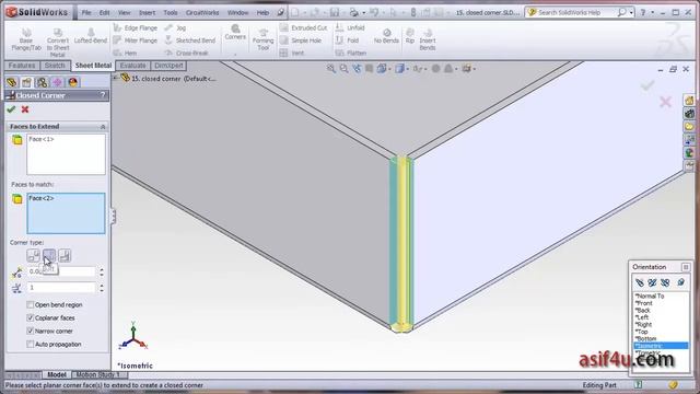 Solidworks Sheet Metal Essential 14 Closed Corner