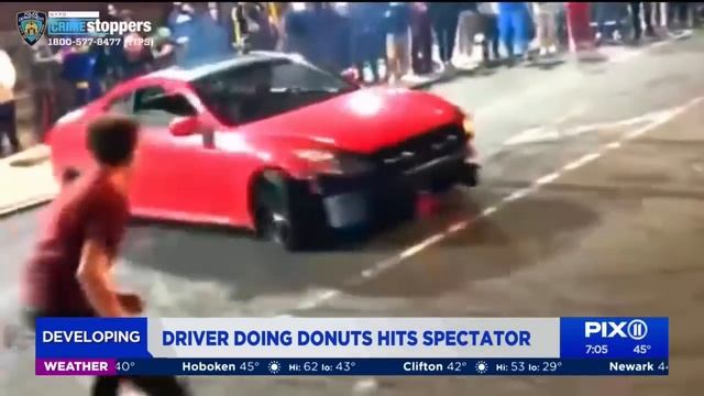 Driver runs over man while doing donuts in NYC