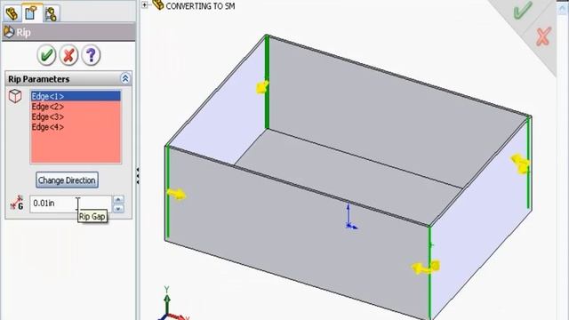 Using the Rip Feature - SOLIDWORKS Sheet Metal Tutorial