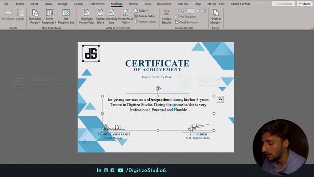 How to Generate Multiple Certificates with Different Names - Mail Merge in Word with Excel Sheet