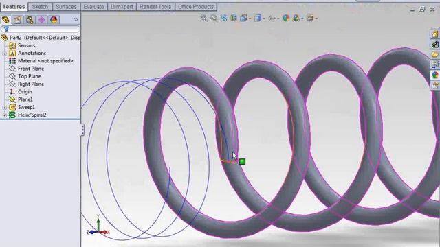 SOLIDWORKS TUTORIAL   spring with helix and spiral, swept