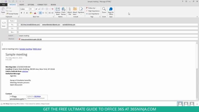 Как отправить протокол встречи из OneNote в один клик