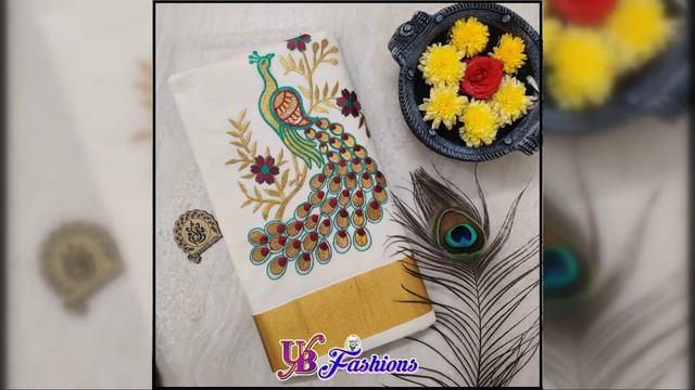 Kerala Cotton Sarees / Mayil design embroidery sarees / #keralacottonsarees #purecottonsarees