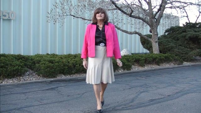 04-17-10 Fuschia Blazer and Tan Skirt 2.mp4