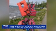 Free to borrow life jackets at Clute Park