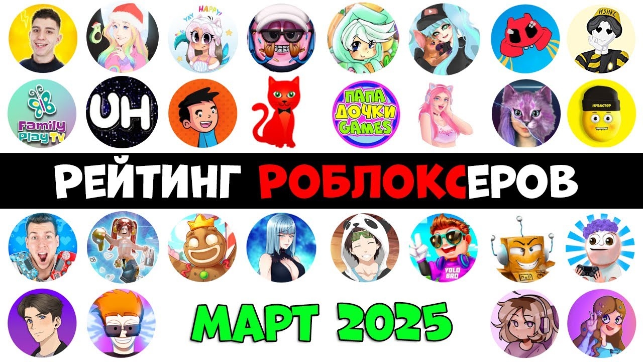 Рейтинг каналов роблокс | Roblox | МАРТ 2025. Рейтинг роблоксеров.