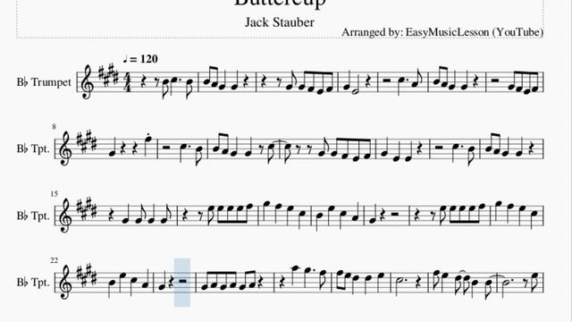 Trumpet Sheet Music: How to play Buttercup by Jack Stauber