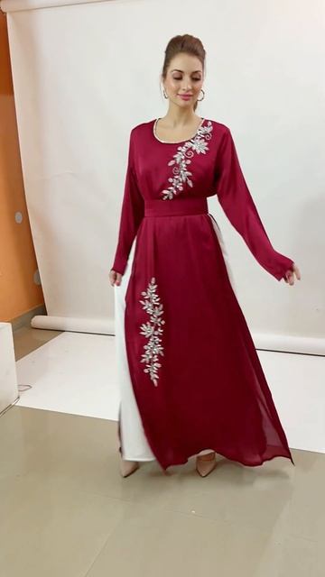 Red Kaftan Abaya for women with hand embroidery
