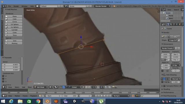 Introdução a pintura digital - Adaga - Blender 2.79 - Parte 1-4