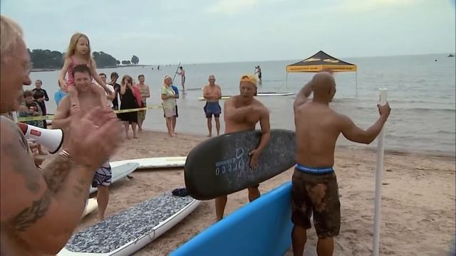 Surfing on Lake Michigan in Sheboygan