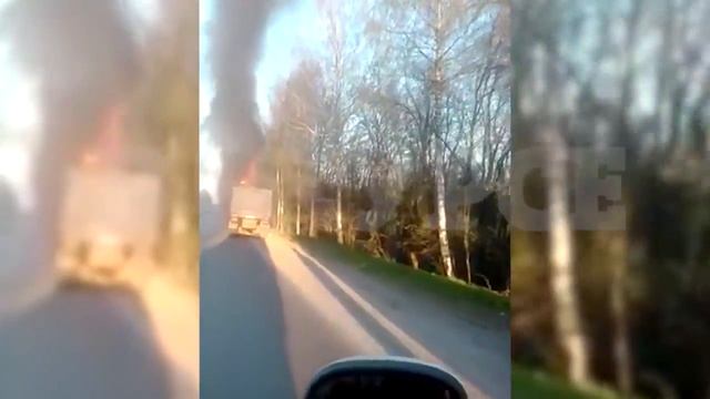 В Прикамье взорвался и сгорел до тла КАМАЗ с мусором