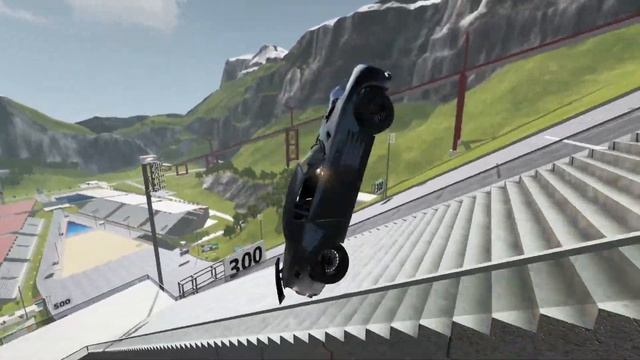 Cars vs stairs dangerous chase -- BeamNG.Drive
