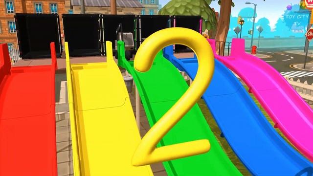 Learn Colors with Street Vehicle and Trucks Magic Water Slide Fun Puppy Pretend Play for Kids