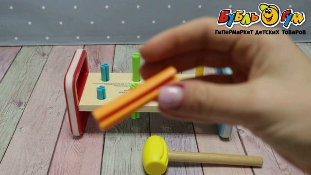 Стучалка деревянная Hape Радужная с 12мес