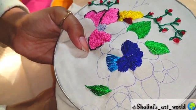 Simple #Handstitchtutorial for beginners 🌸/ How to style ur solid kurti with colourful Handstitch😍
