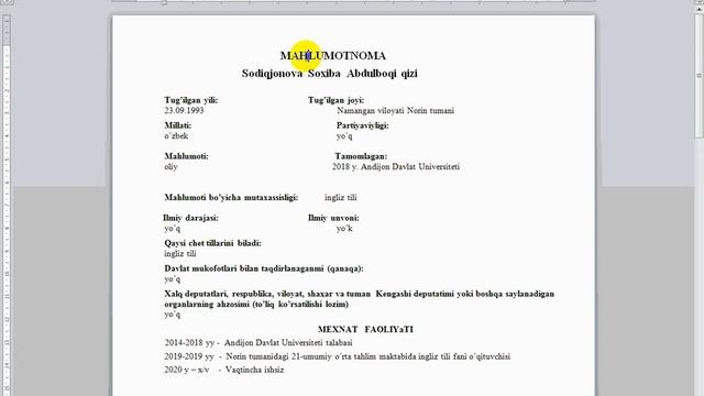 MS WORD 2010 DA  KRILDAGI MATNNI LOTINGA O'TKAZISH