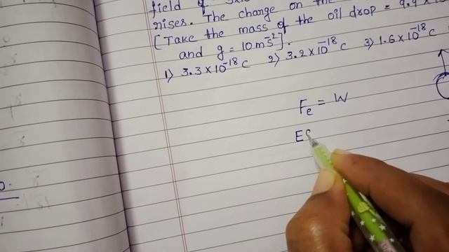 a charged oil drop is suspended in uniform field of 3*10^4 v/m so that it neither falls nor rises.
