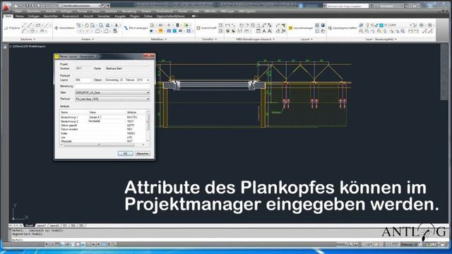 Neues Zeichnungslayout erstellen mit dem ANTLOG Projektmanager